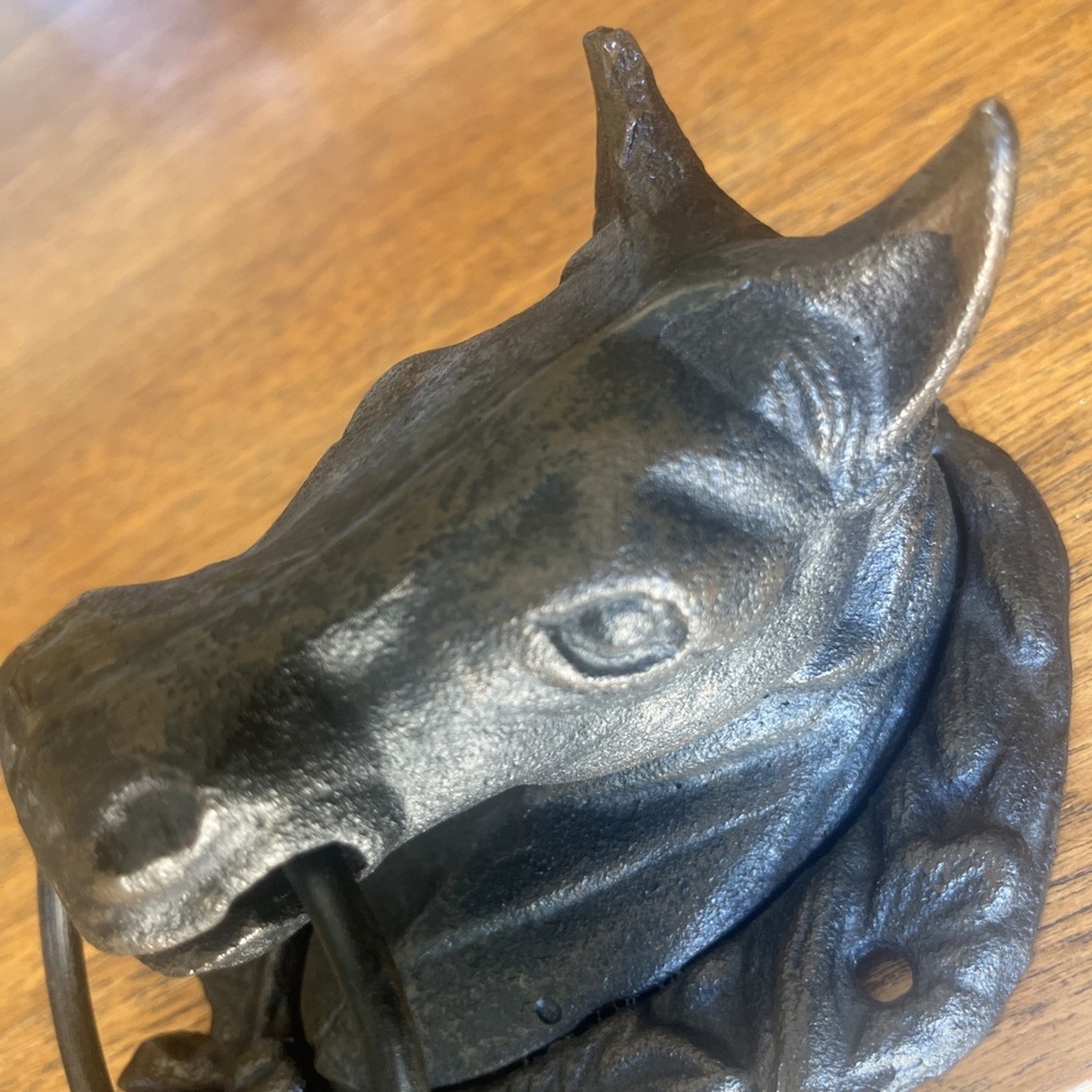 Cast Iron Burnish Black Horse Head Door Knocker/Hitching Post/Towel Holder NWOT - Picture 2 of 10